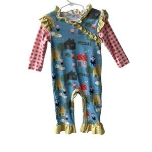 PETE + LUCY THREE LITTLE PIGS LITTLE GIRLS ROMPER SIZE 18-24 MONTHS